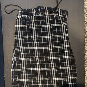 Black & White Plaid Women’s Bodycon Mini Dress – Stretchy, Form Fitting